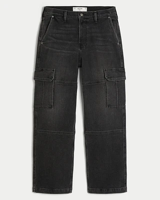 Washed Black Baggy Cargo Jeans