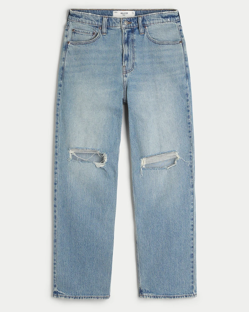 Ripped Light Wash Baggy Jeans