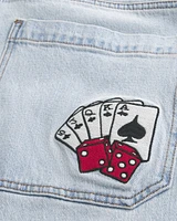 Light Wash Playing Cards Graphic Super Baggy Jeans