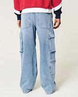 Light Wash Super Baggy Cargo Jeans