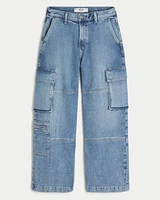 Light Wash Super Baggy Cargo Jeans