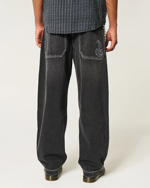 Baggy Jeans Men Hollister Boys Pants Hol Black Baggy Skater Jeans