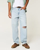 Ripped Light Wash Baggy Jeans