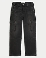 Washed Black Baggy Cargo Jeans