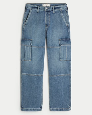 Medium Wash Baggy Cargo Jeans