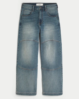Medium Wash Seamed Super Baggy Jeans