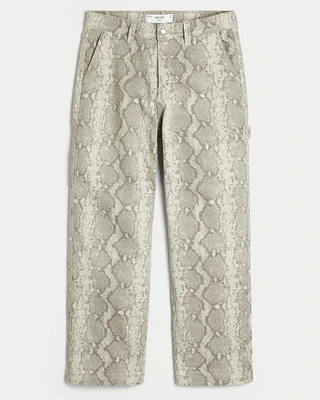 Snake Skin Print Baggy Painter Jeans