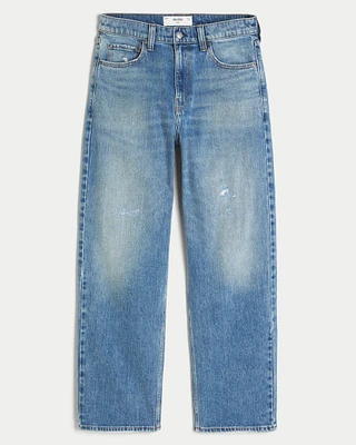 Distressed Medium Wash Baggy Jeans