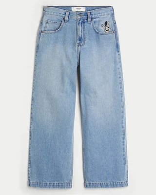 Medium Wash Astronaut Graphic Super Baggy Jeans