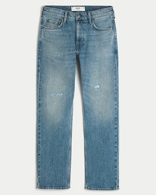 Distressed Medium Wash Straight Jeans