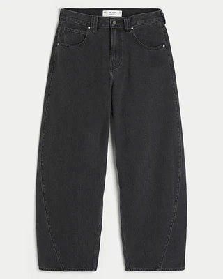 Washed Black Barrel Jeans