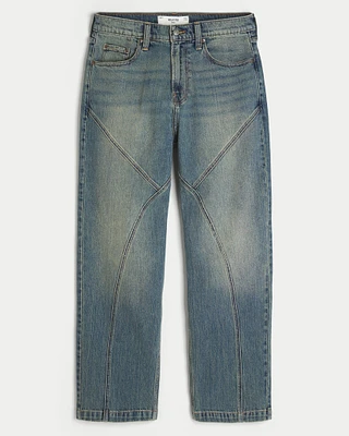 Seamed Medium Wash Baggy Jeans