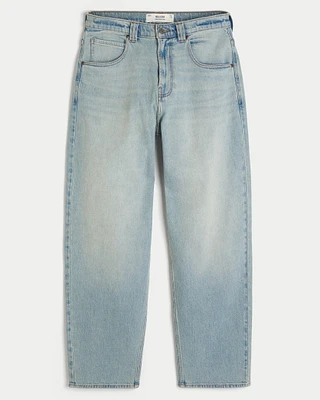 Light Wash Embroidered Skater Baggy Jeans