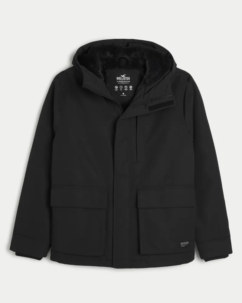 Hollister All-weather Faux Fur-lined Bomber Jacket in Black