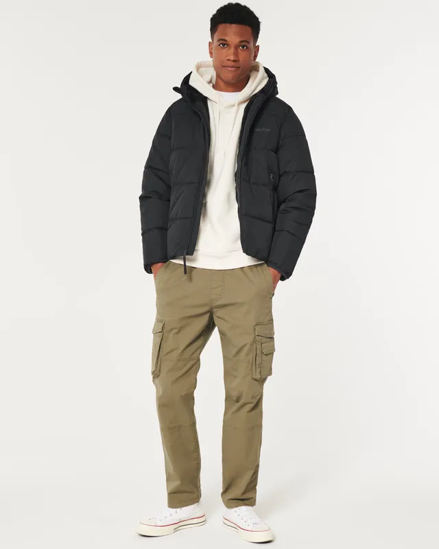 Hollister Co. ULTIMATE COZY LINED HOODED PUFFER CHAIN - Winter jacket -  birch/taupe - Zalando.de