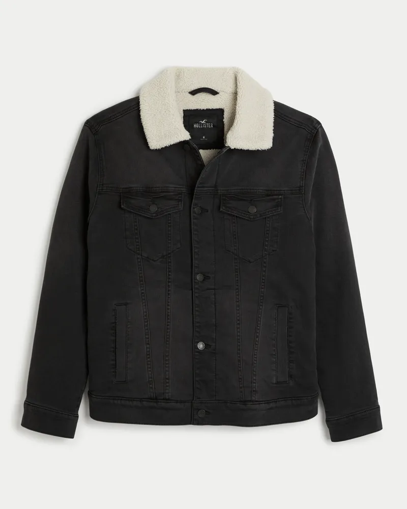 Men's Faux Shearling-Lined Denim Trucker Jacket | Men's Sale |  HollisterCo.com
