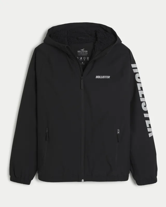 Hollister All-Weather Fleece Lined Jacket (81 BAM) ❤ liked on Polyvore  featuring outerwear, jackets, black, ponte…