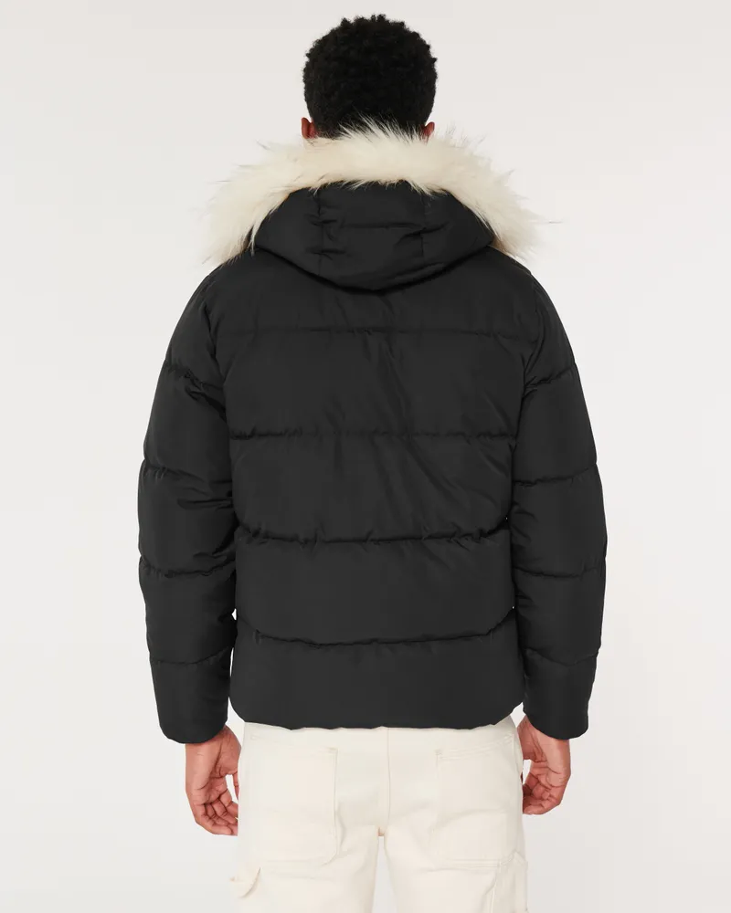Hollister padded hooded jacket in black