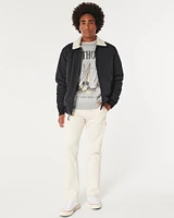 Faux Shearling-Lined Bomber Jacket