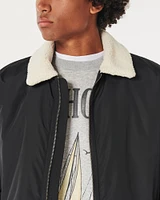 Faux Shearling-Lined Bomber Jacket