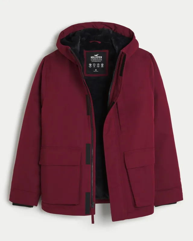Hollister All Weather Full Zip Hooded Red/Black Women's XS Jacket J-69