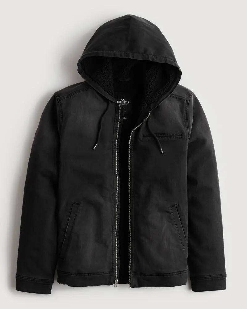 Hollister Faux Shearling-Lined Hooded Twill Jacket