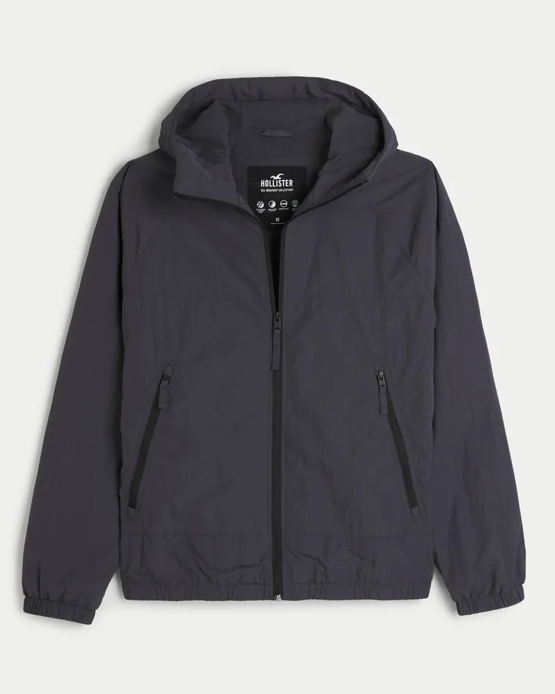 Men's Hollister California All Weather Black Fleece Lined Hooded Jacket Sz  XL