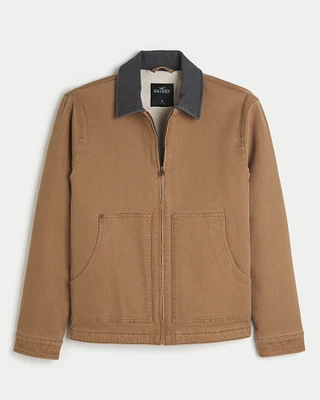 Faux Shearling-Lined Workwear Jacket