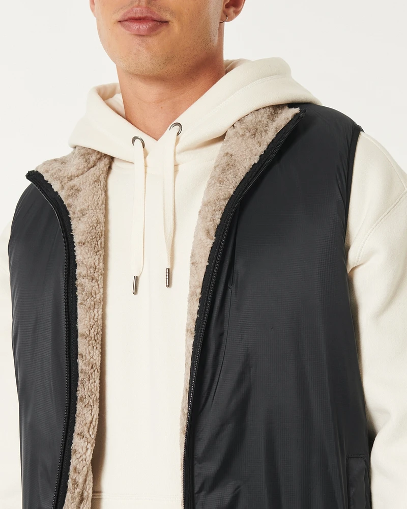 Reversible Faux Shearling Puffer Vest