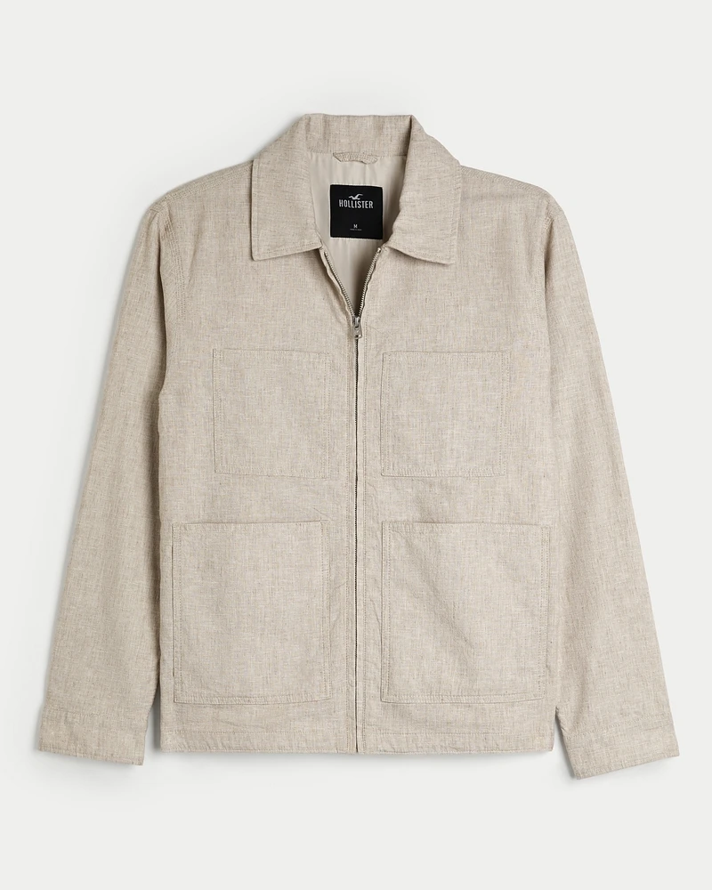 Linen Blend Chore Jacket