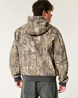 Hooded Camo Zip-Up Jacket