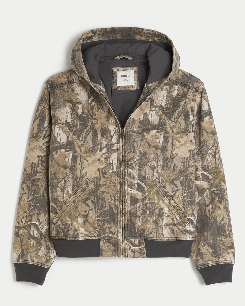 Hooded Camo Zip-Up Jacket