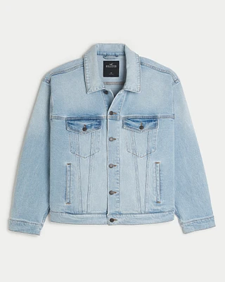 Boxy Light Wash Denim Trucker Jacket