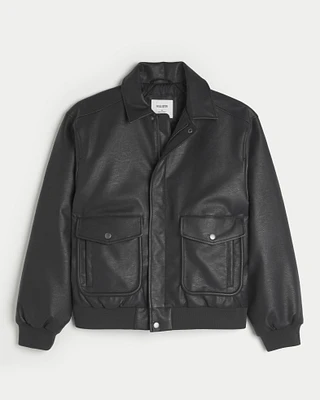 Vegan Leather Bomber Jacket