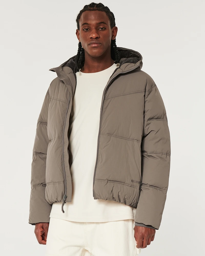 Faux Fur-Lined Hooded Puffer Jacket