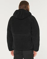 Hooded Faux Shearling Zip-Up Jacket