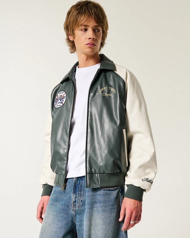 Hol Vegan Leather Looney Tunes Graphic Jacket | Liberty Center