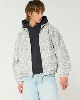 Cheetah Print Hooded Skater Jacket