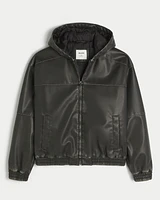 Hooded Vegan Leather Jacket