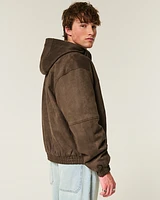 Hooded Faux Suede Jacket