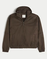 Hooded Faux Suede Jacket