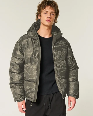 Hooded Camo Puffer Jacket