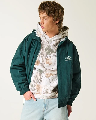 Fleece-Lined Santa Monica Graphic Windbreaker Jacket