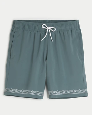 Embroidered Guard Swim Trunks 7"