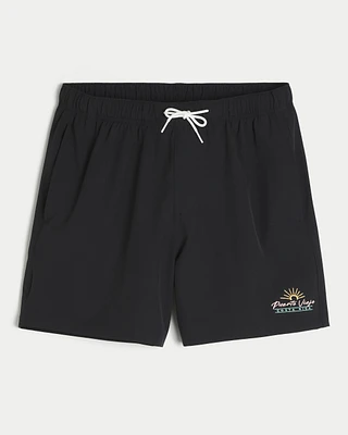 Puerto Viejo Graphic Mid-Thigh Volley Swim Trunks