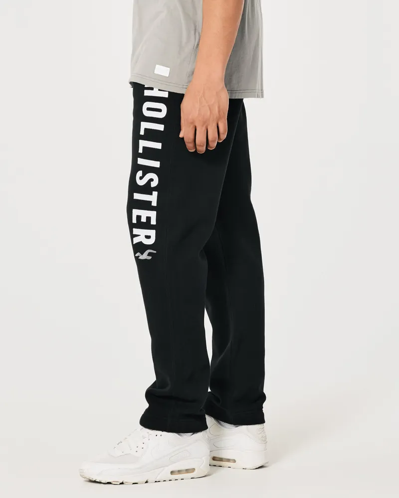 Hollister Logo Graphic Banded Sweatpants (2.305 RUB) via Polyvore featuring  activewear, activewear pants, blac…