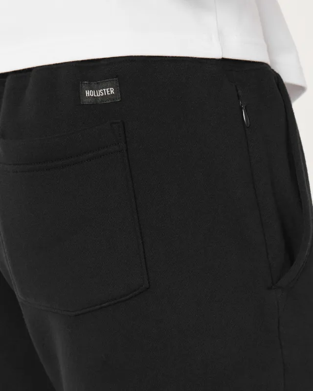 Hollister sport highlight logo cuffed sweatpants in black
