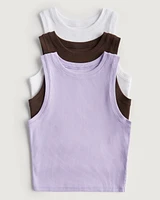 Ribbed High-Neck Tank 3-Pack