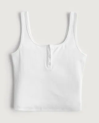 Ribbed Scoop Henley Tank