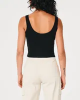 Ribbed Scoop Henley Tank